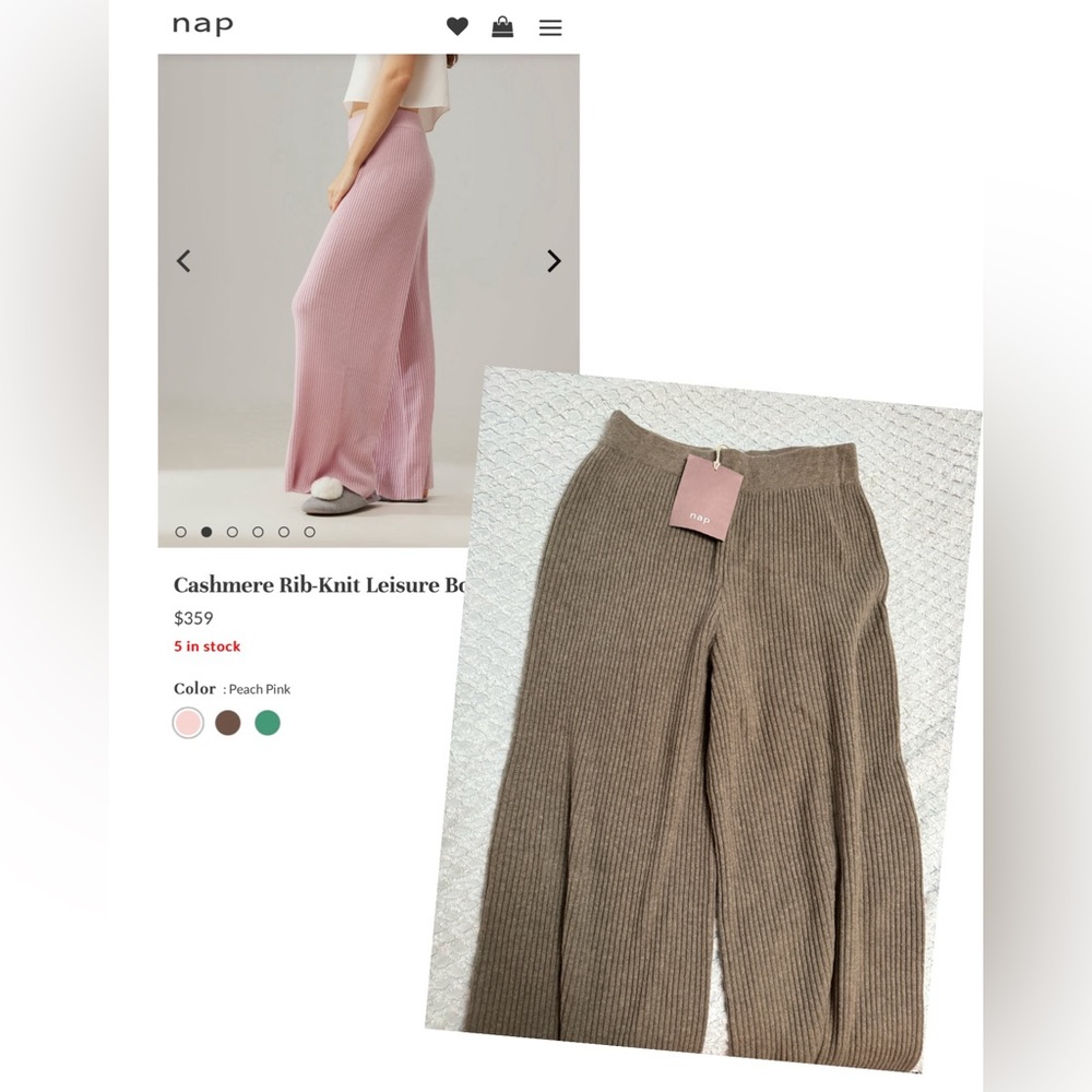 Nap Loungewear TAN colored Cashmere Ribbed Leisure Pants